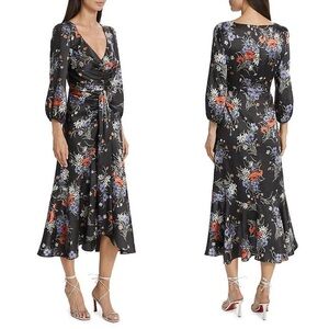 Cinq a Sept Floral Print Midi Dress